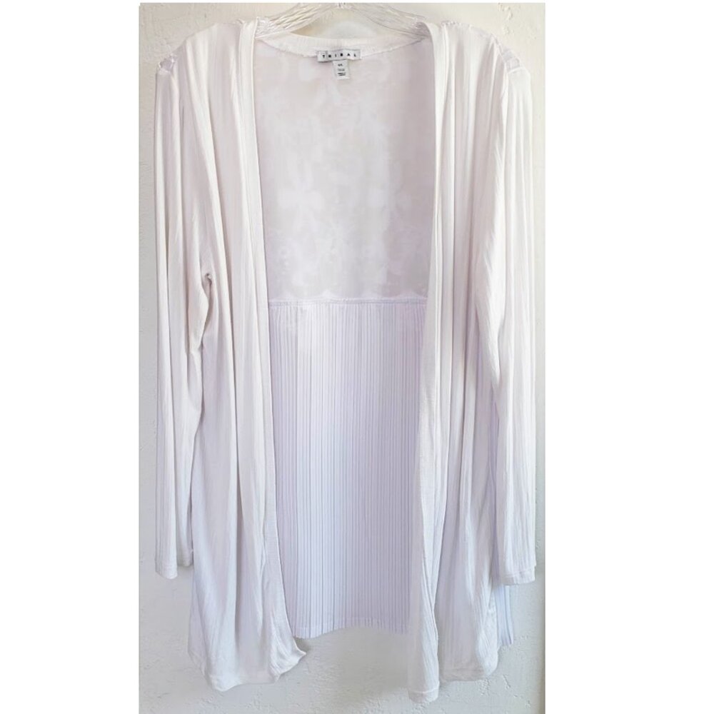 Tribal White Open Cardigan Lace & Pleat Back L - Picture 5 of 11